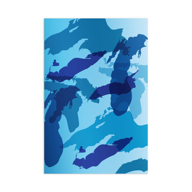 Great Lakes Blue Camo gift wrap paper