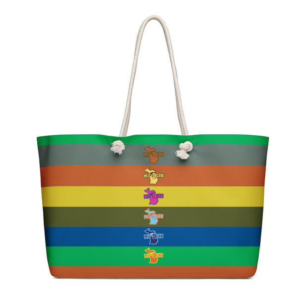 Michigan striped tote bag